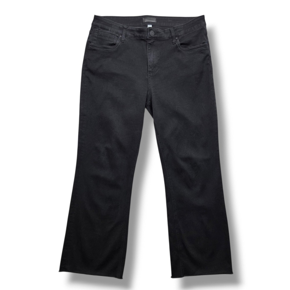 Kut from the Kloth Kelsey Ankle Flare Jeans Womens 14 High Rise Fray Hem Black